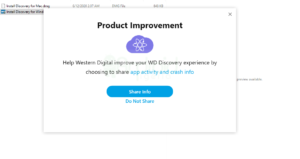 WD Discovery share info popup